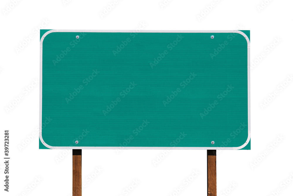 Big Blank Green Highway Sign Isolated Big Blank Green Highway Sign Isolated