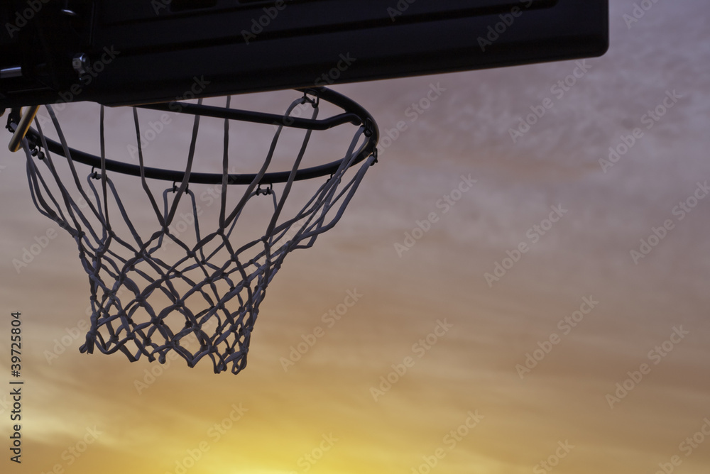 basketball hoop silhouette sunset