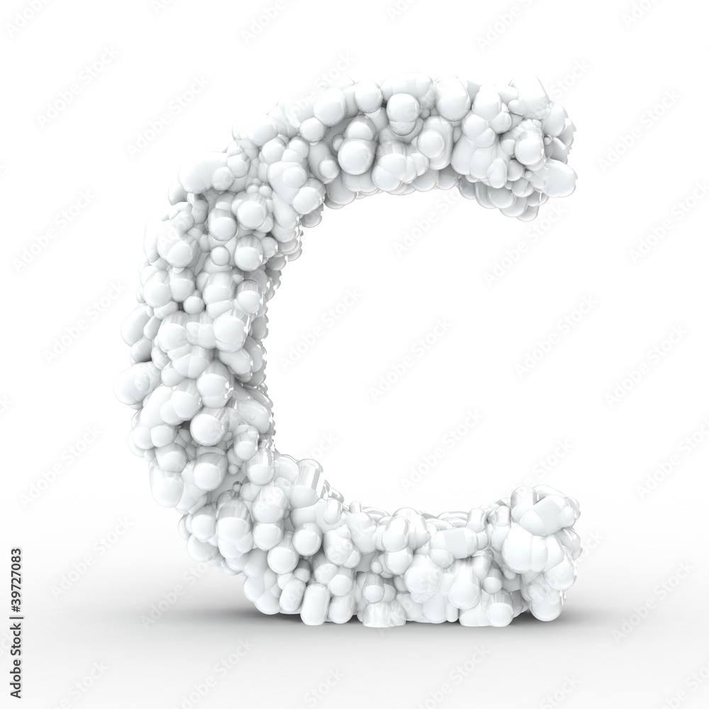 Texteffekt Moleküle weiss Buchstabe C Texteffekt Moleküle weiss Buchstabe C