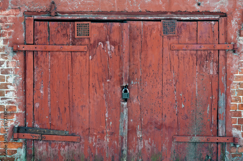 old red wooden gate