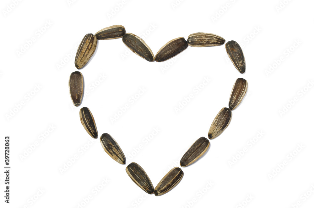 sunflower seed in heart shape sunflower seed in heart shape