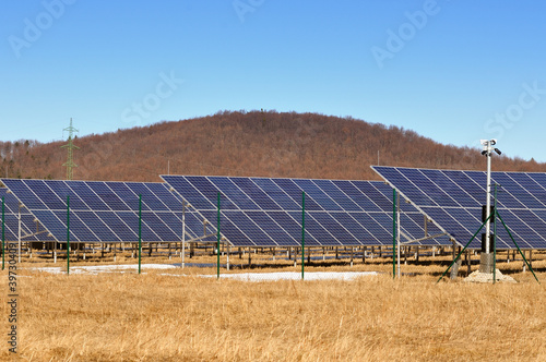 Solar panels for renewable energy in landscape