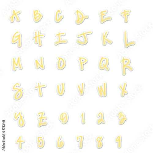 Yellow Sticker Style ABC's