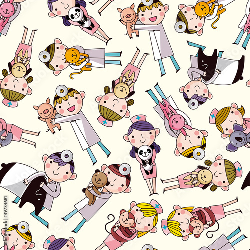animal veterinarian seamless pattern