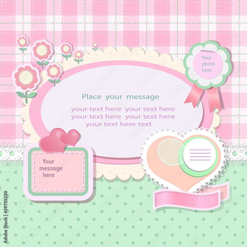 Pastel background with scrapbook elements Pastel background with scrapbook elements