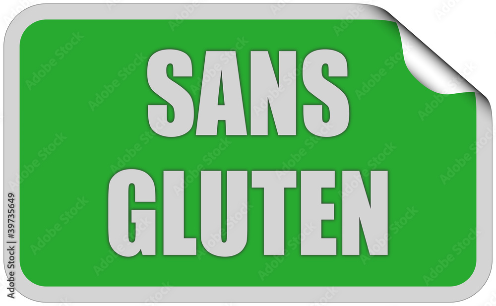 Sticker grün eckig curl oben SANS GLUTEN