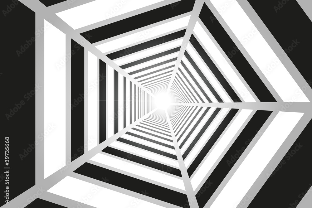 Naklejka premium Light in the end of the tunnel | Optical illusion. Vector