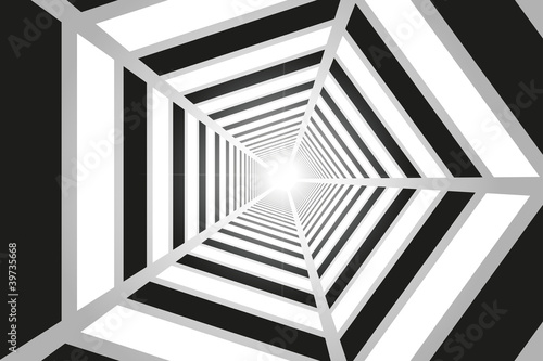 Light in the end of the tunnel | Optical illusion. Vector