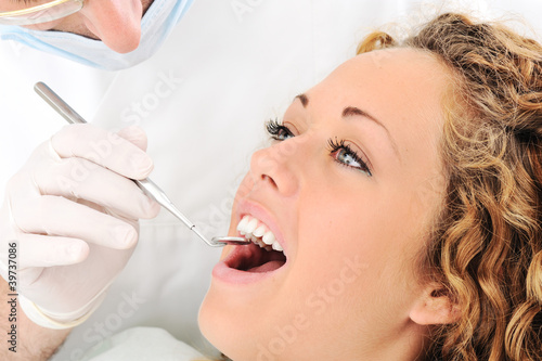 Dentist's teeth checkup, series of related photos