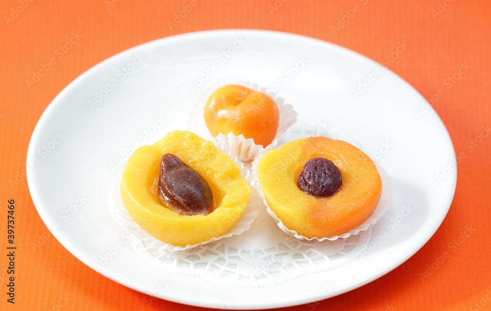 Fruit candy peach, apricot, sweet cherry Fruit candy peach, apricot, sweet cherry