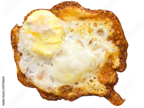 close up of a burnt fried egg