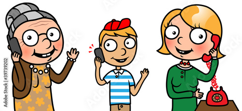 Family members or people talking on phone collection