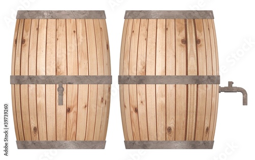 3d render of wooden barrels
