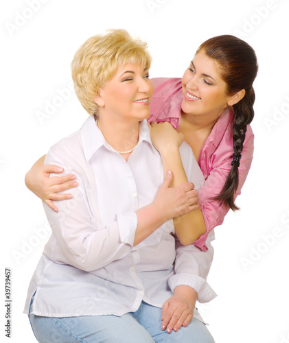 Happy senior woman with her daughter