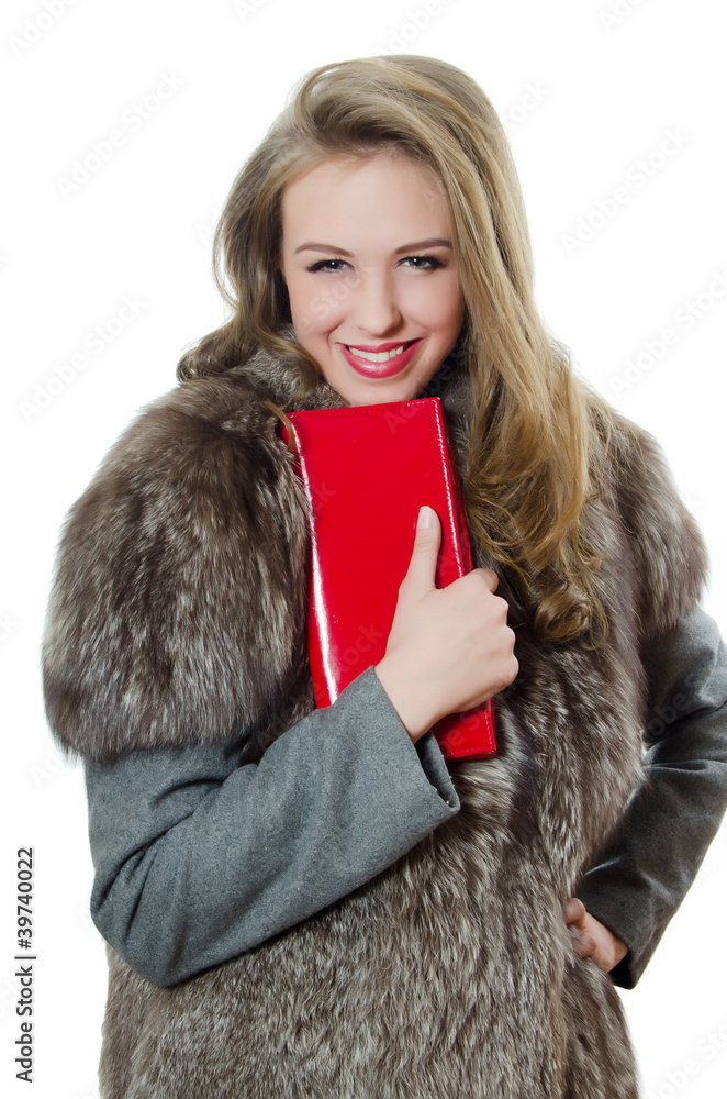 The beautiful girl with red handbag The beautiful girl with red handbag
