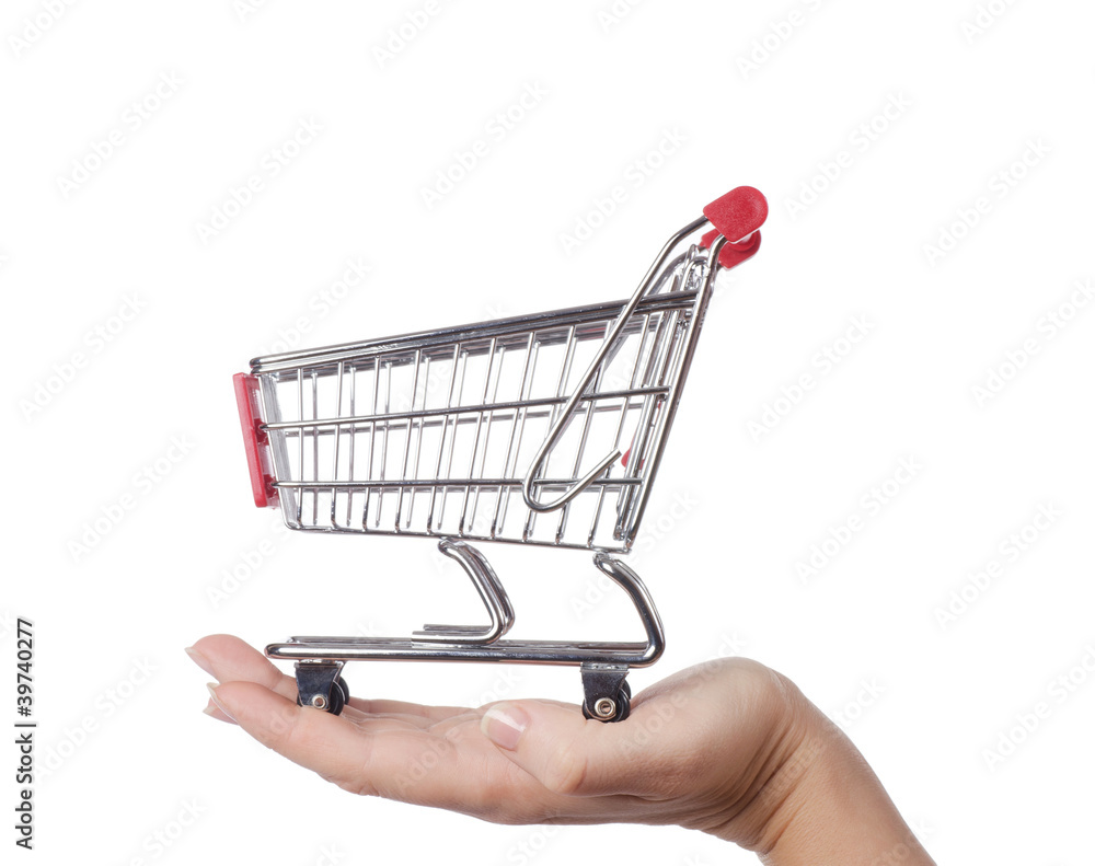 The shopping cart isolated on white background