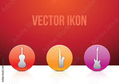 A set of shiny glossy music icons