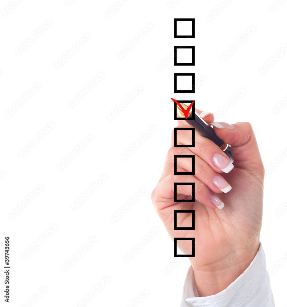 Hand choosing one of the options Hand choosing one of the options