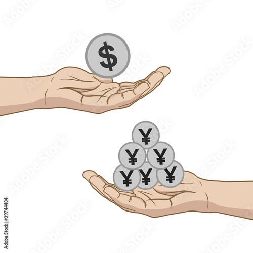 currency exchange dollar with yen