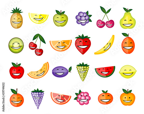 Fototapeta Naklejka Na Ścianę i Meble -  Funny fruit characters smiling for your design