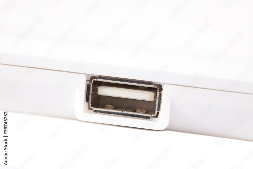 Usb port with white background Usb port with white background