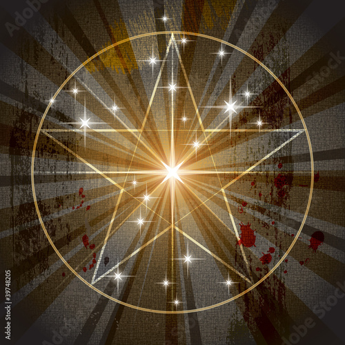 The Ancient Medieval Mystic Pentagram ‘Sidus hominis vitruviani’ (Pentacle). Parchment background vector illustration EPS-10.
