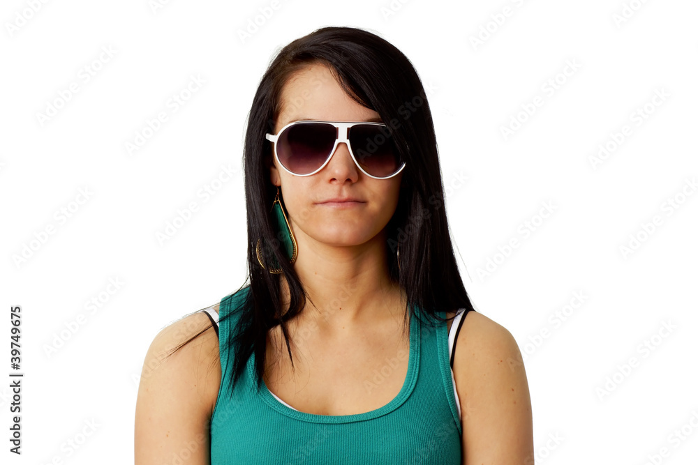 Young woman with big sunglasses Young woman with big sunglasses