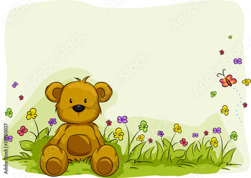 Toy Bear Foliage Background
