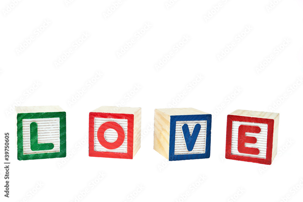 Love by block toy isolated on white background Love by block toy isolated on white background