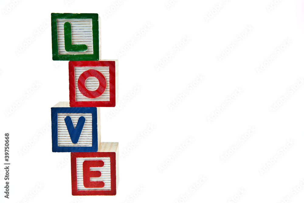Love by block toy isolated on white background Love by block toy isolated on white background