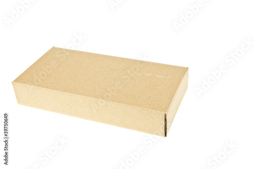 Classic brown paper box isolated on white background © PinkBlue