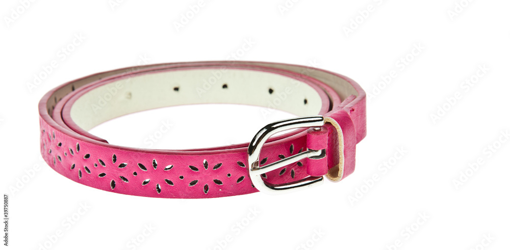 Pink women style belt isolated on white background Pink women style belt isolated on white background