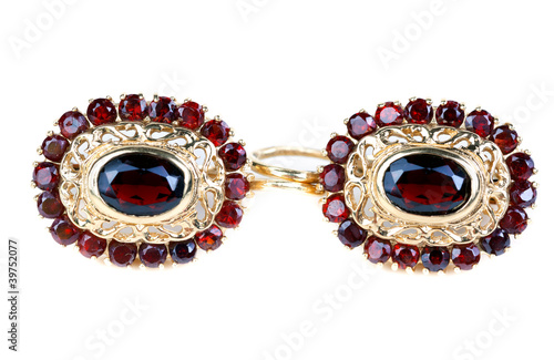 gold earrings with ruby ​