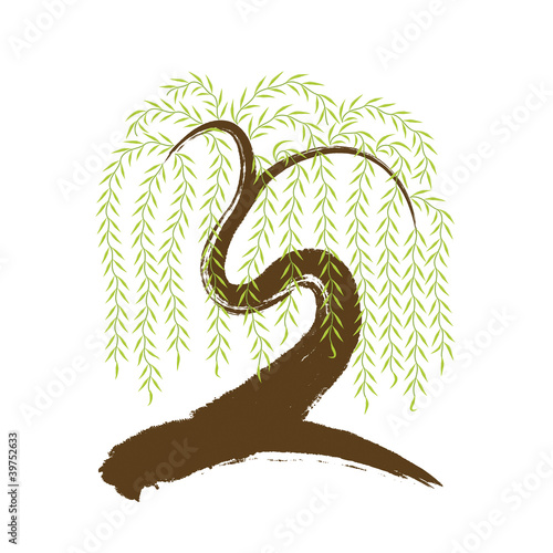 vector: artistic brushwork willow tree