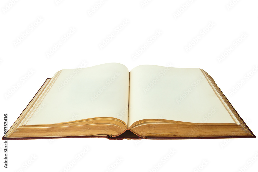 Opened old book isolated on white background Opened old book isolated on white background