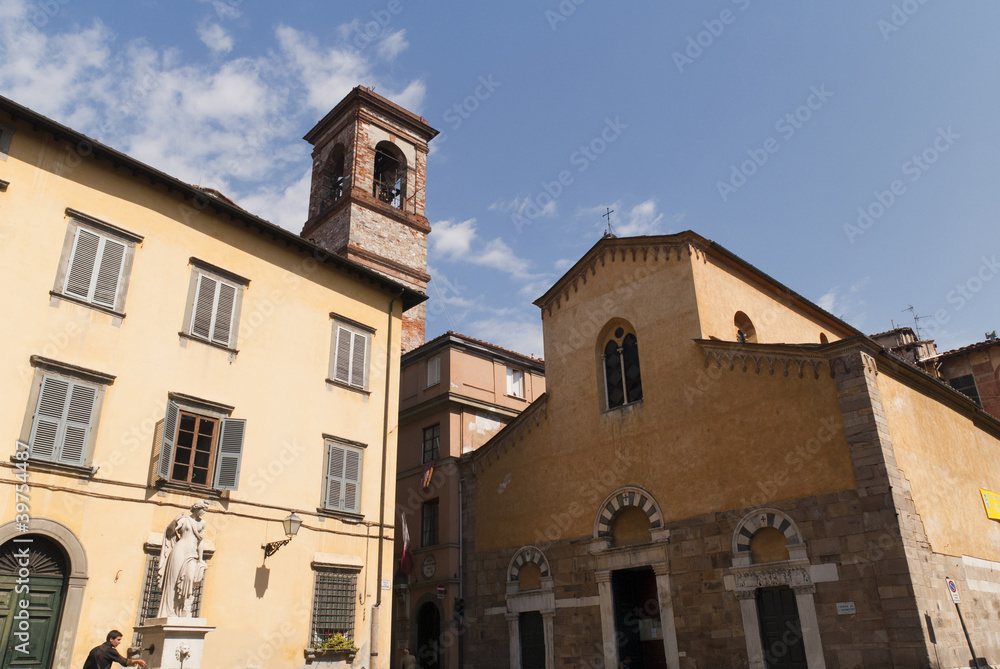 Small church in Piazza in Lucca Tuscany Italy