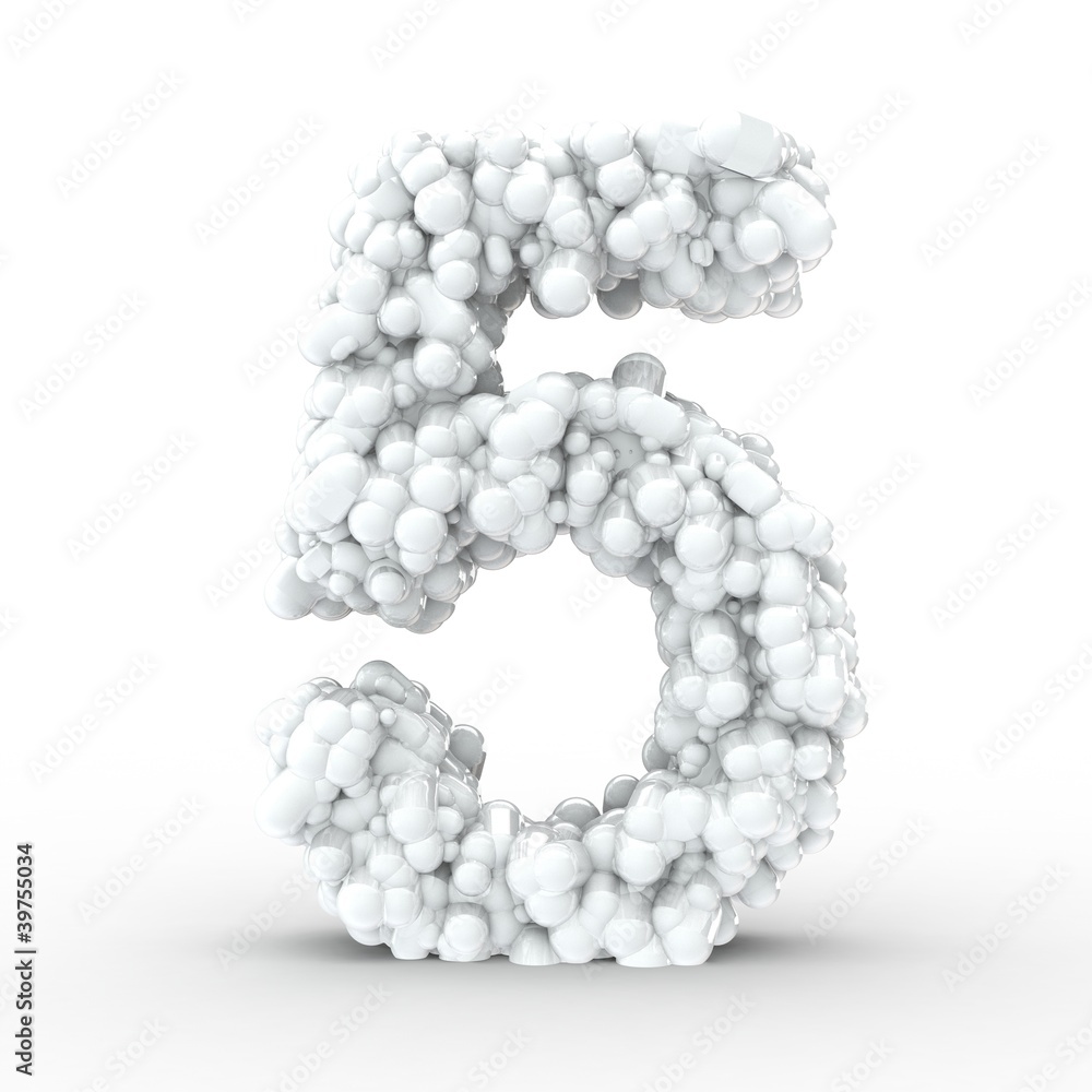 Texteffekt Moleküle weiss Zahl 5 Texteffekt Moleküle weiss Zahl 5