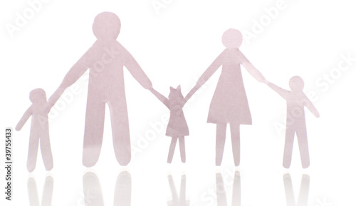 Paper cut family  isolated on white background