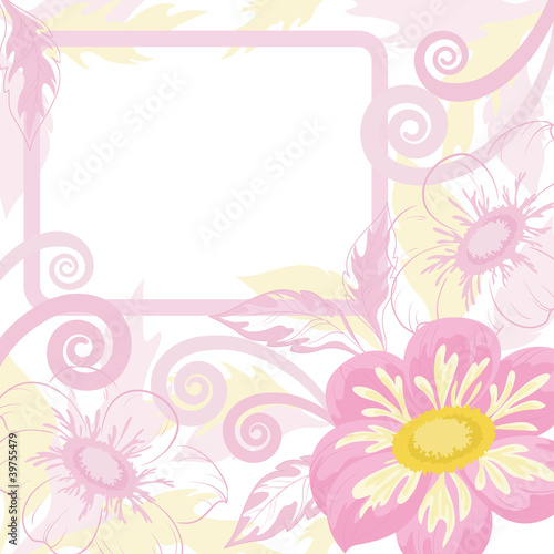 Background with frame and flowers dahlia