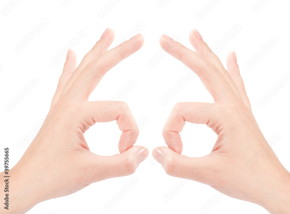 Hand OK sign isolated on white background Hand OK sign isolated on white background
