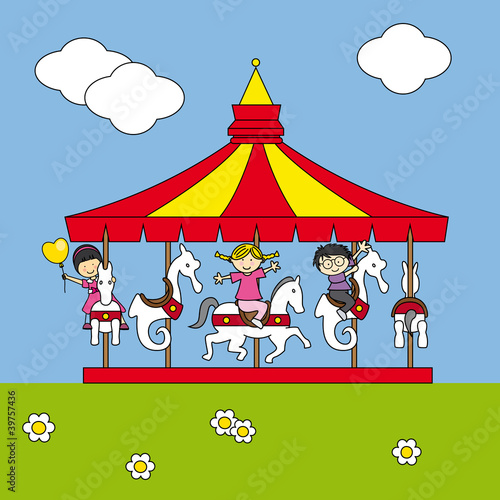 Niño jugando en un parque de atraciones