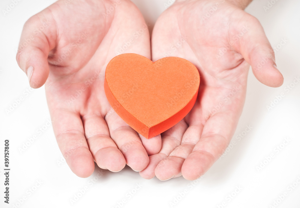 Red heart in the hands Red heart in the hands