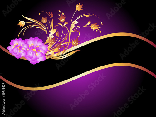 Golden frame wth rose