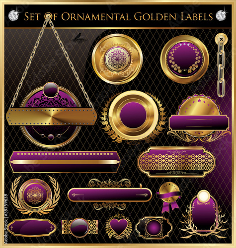 Golden framed labels
