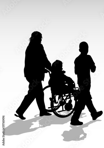 Disableds in wheel chair