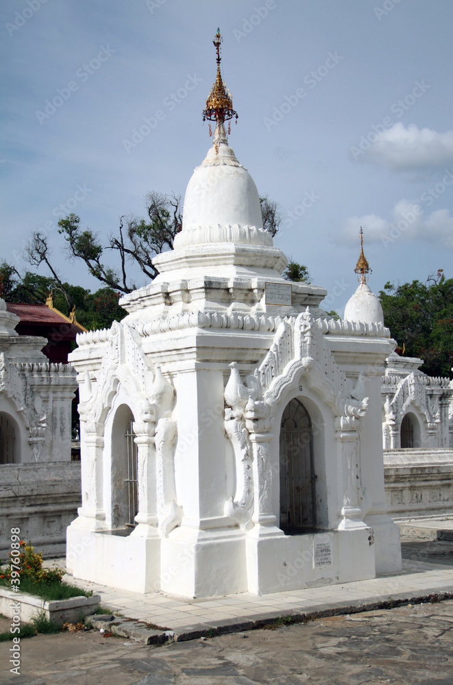 White stupa in Kuthodaw Paya in Mandalay