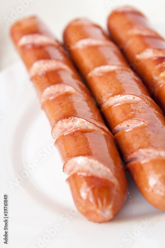 Принти на полотні frankfurter sausage hot dog food at plate