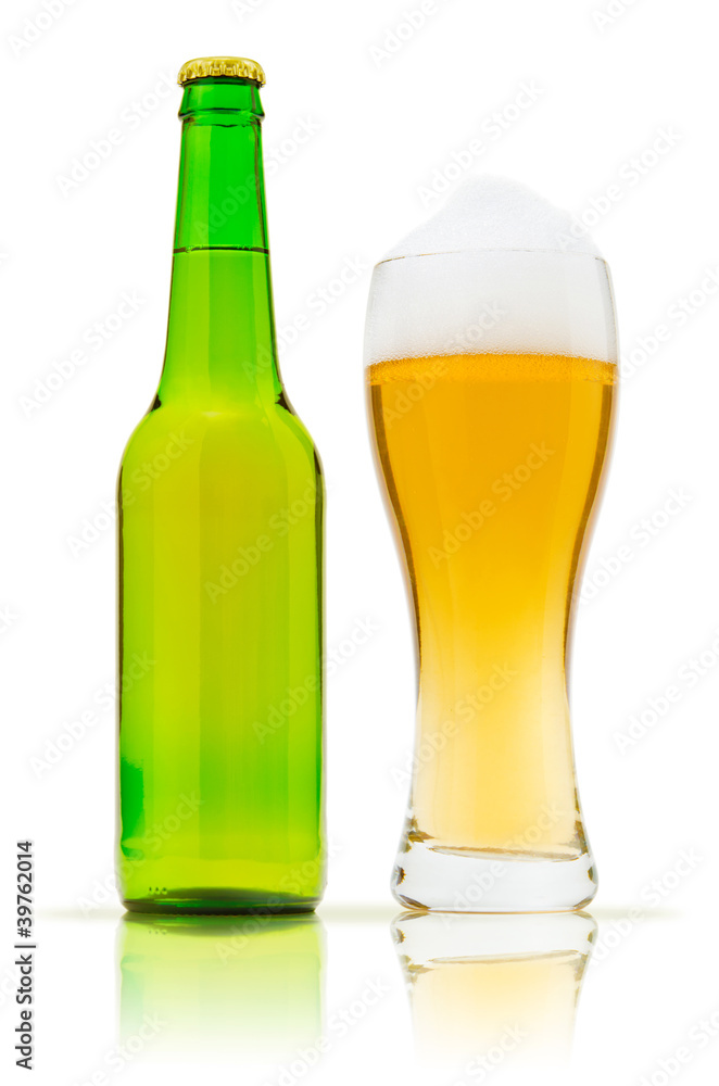 Bottle and a glass of beer Bottle and a glass of beer