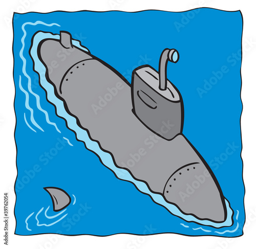 Submarine and shark