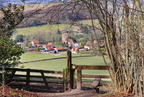 English Rural Hamlet in Oxfordshire viewed from a Footpath Stil